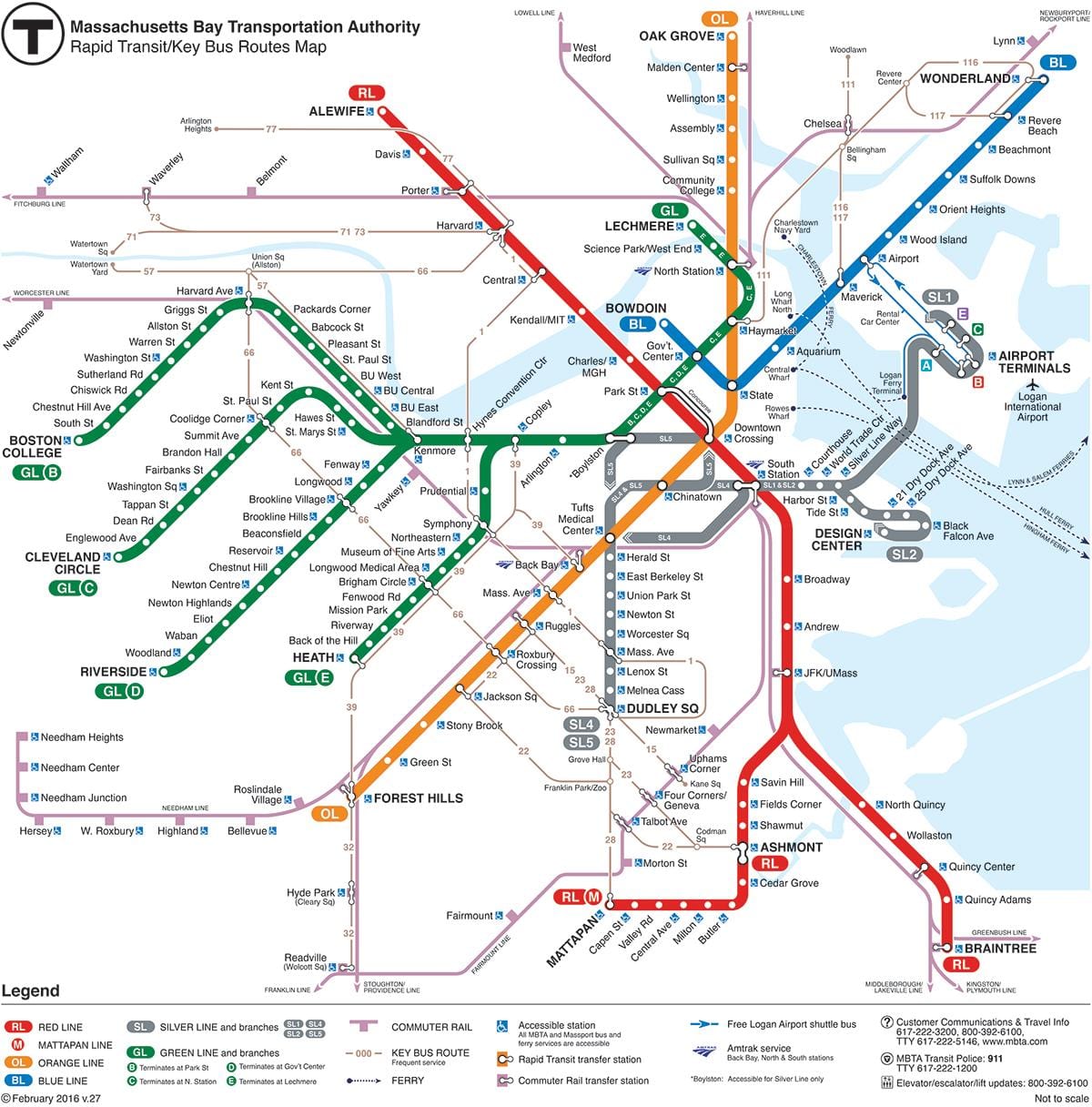 Карта метро mbta червона лінія