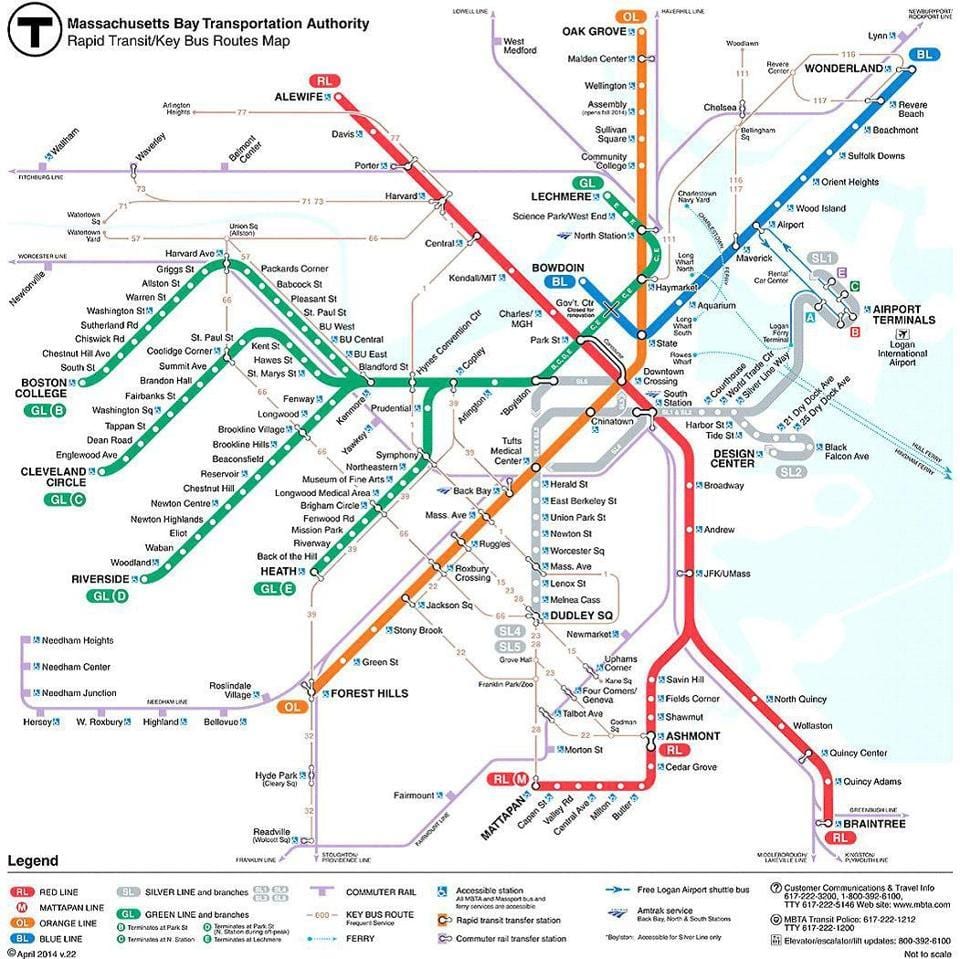 Бостон mbta карті