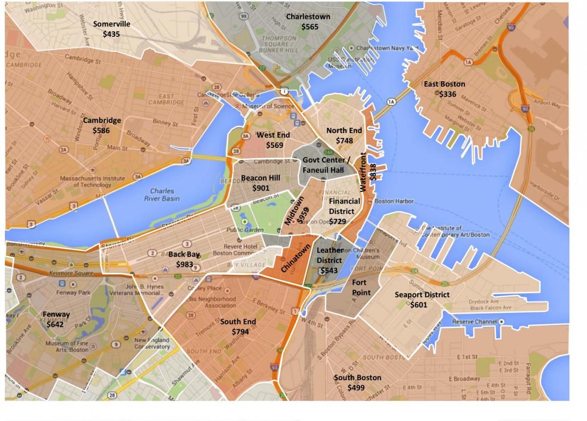 місто Бостон зонування карті