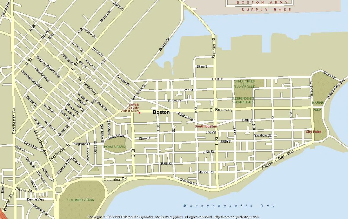 карта вулиць Бостона