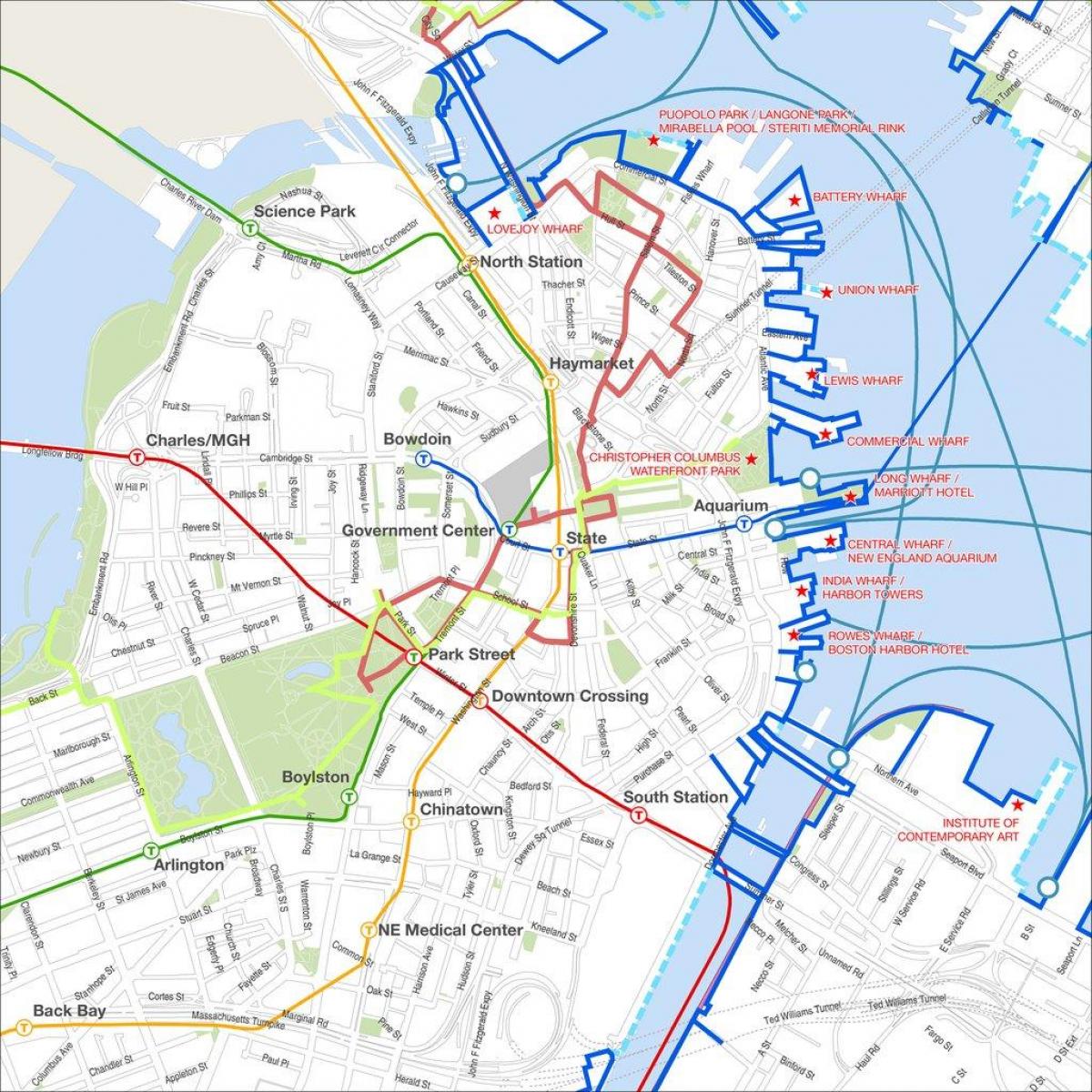Бостон пішохідна екскурсія по карті