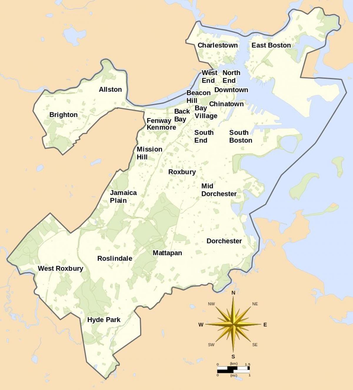 карта Бостона і околиць