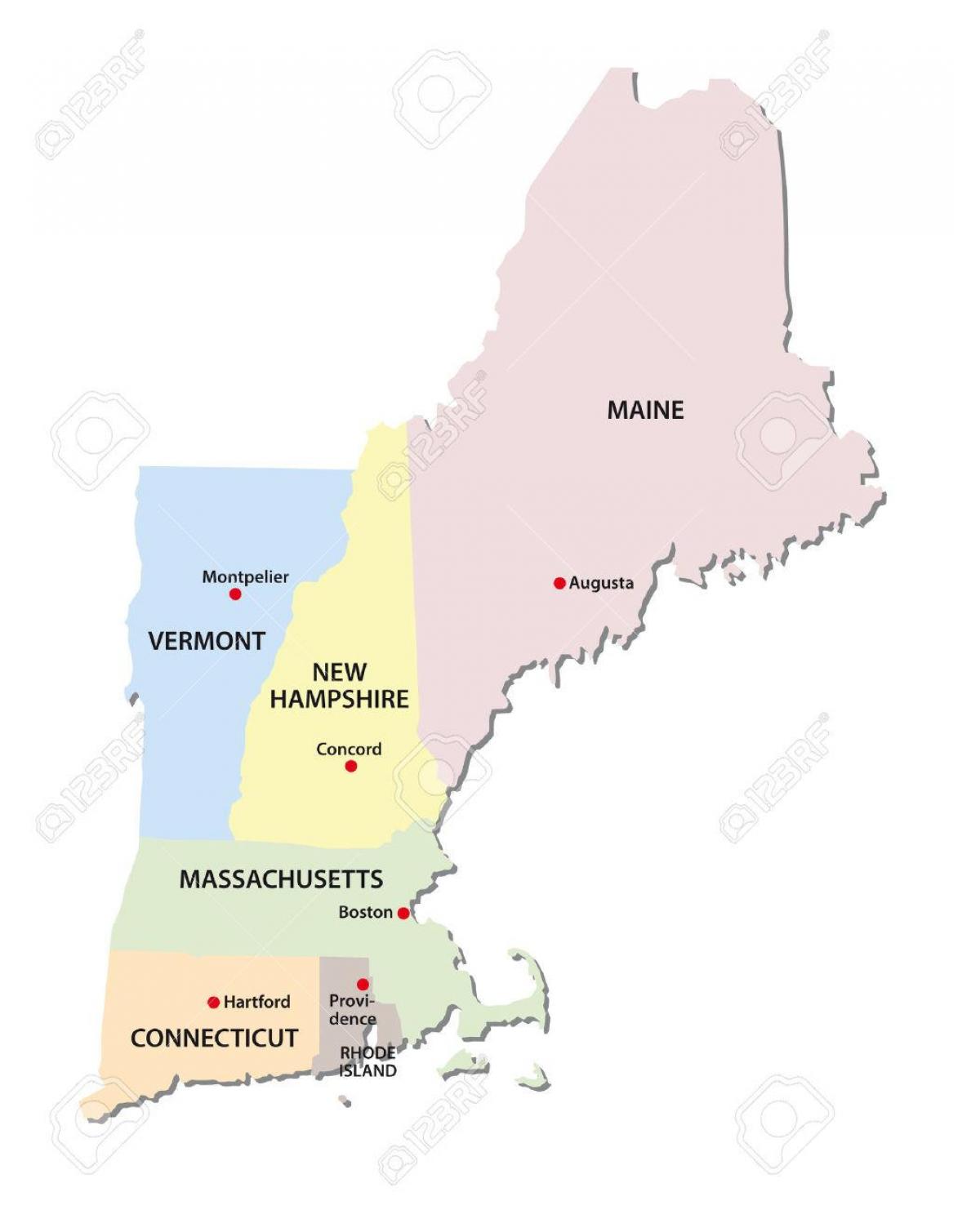 карта Штатів Нової Англії