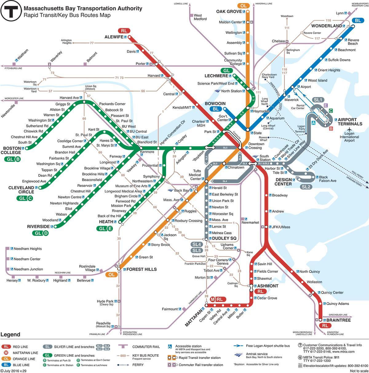 зелена лінія на карті Бостона