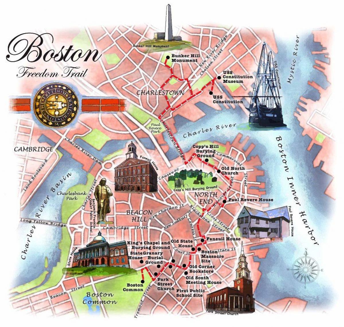 карта Бостонської стежці свободи