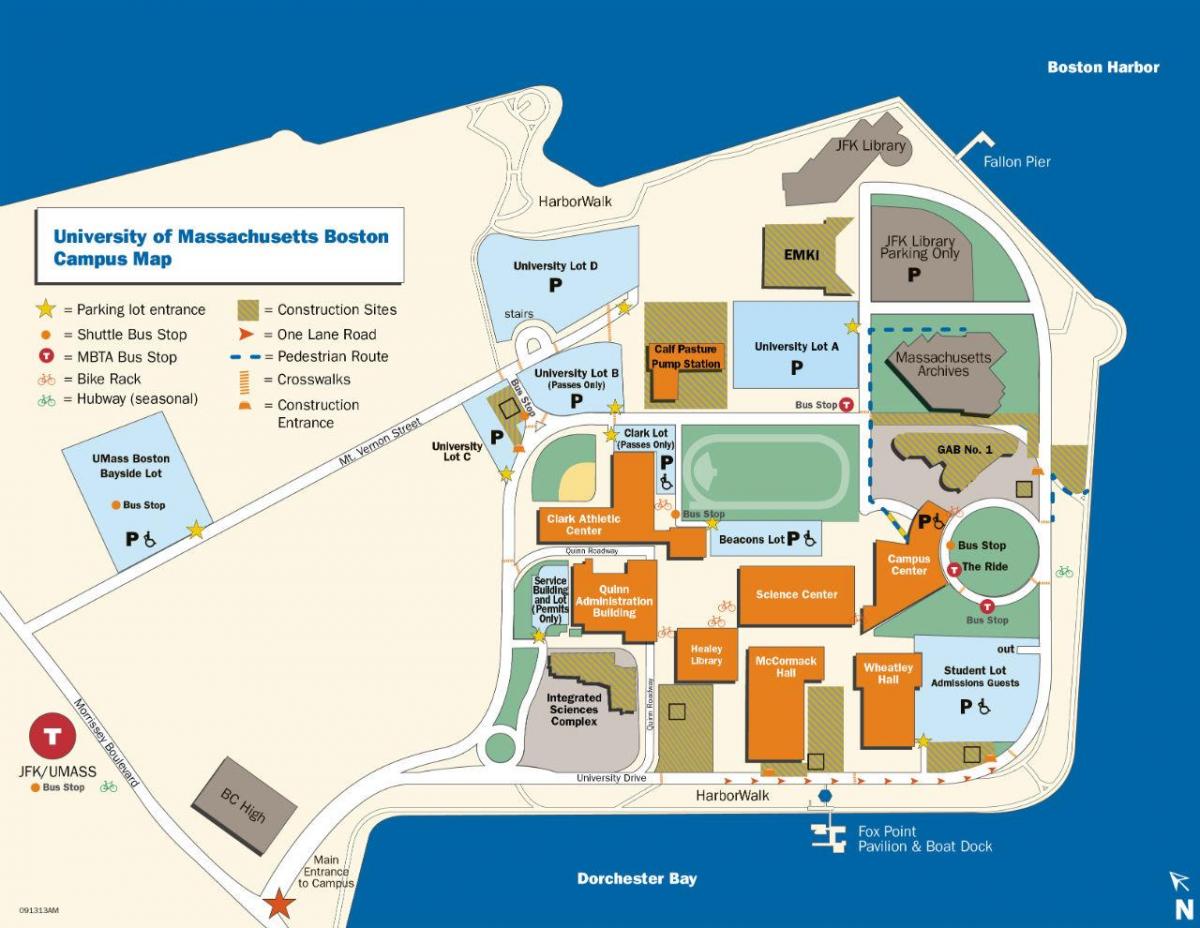 університет Массачусетсу в Бостоні в кампусі карті